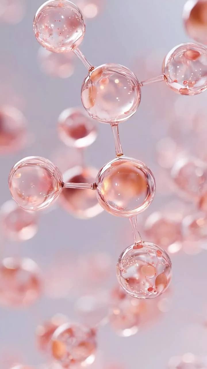 Moléculas rosadas que representan péptidos y bienestar celular